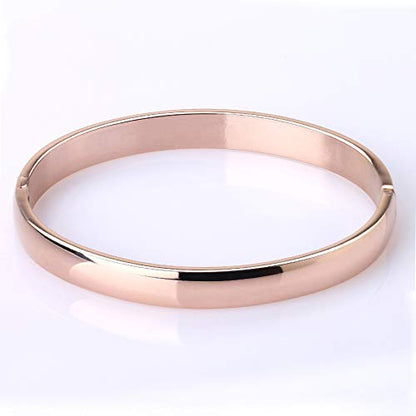 Stainless Steel Bracelet for Women High Polished Bracelet Grooved Cuff Bangle 7" - style: 6mm Wide