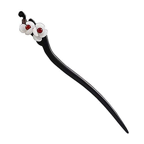 CHOISBEING Handmade Wooden Hair Stick Women Retro 1 Pack Hairpin Flower Decor Hair Chopsticks for Buns Model A - color: L(two flowers)