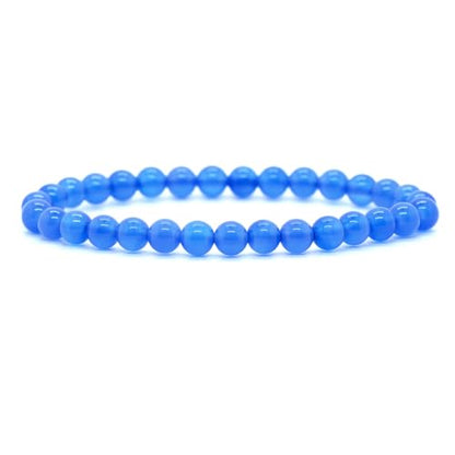 Angelstones Gemstones 6mm Round Beads Healing Crystal Bracelet for women | Natural Gemstone, Handmade Gifts for Women, Healing Crystal Round Beaded Stretch Bracelets, Unisex Jewelry for Women and Men - color: Blue Agate