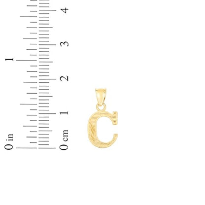 Floreo 10k Yellow Gold 0.45" Personalized Lighting Alphabet Letter A - Z Initial Charm Pendant with optional Extendable Chain Necklace - size: Pendant Only, style: - C -