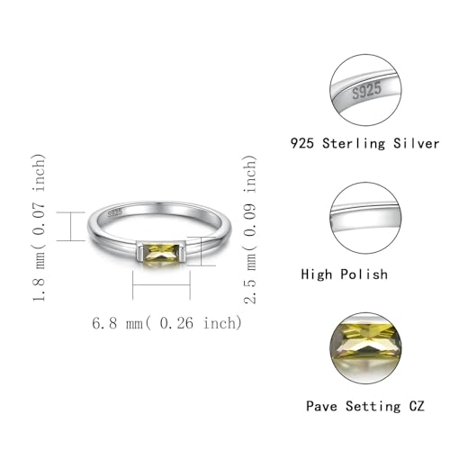 Sariel Birthstone Rings Jewelry 925 Sterling Silver Colorful Stackable Promise Ring for Women Wife Girlfriend Mom - color: August
