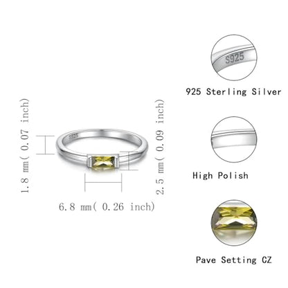 Sariel Birthstone Rings Jewelry 925 Sterling Silver Colorful Stackable Promise Ring for Women Wife Girlfriend Mom - color: August
