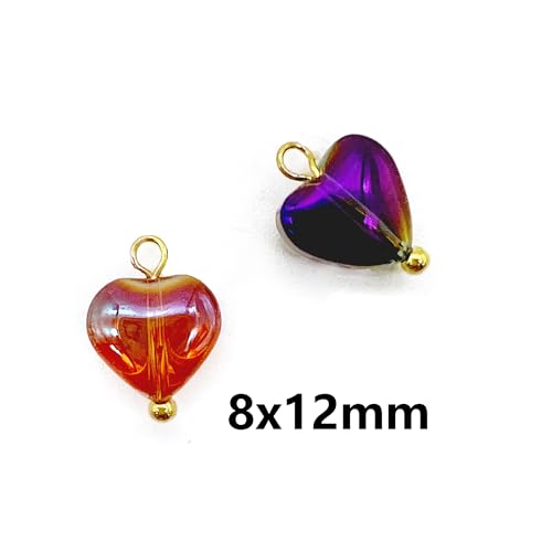 50 Pcs Crystal Glass Pendants for DIY Jewelry Making, AB Color Plated Charms for Bracelet Necklace Earring - style: 50 Pcs-Heart