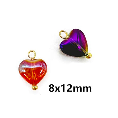 50 Pcs Crystal Glass Pendants for DIY Jewelry Making, AB Color Plated Charms for Bracelet Necklace Earring - style: 50 Pcs-Heart