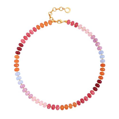 Aobei Pearl 18K Gold Plated Paperclip Chain Choker Satellite Chain Freshwater Cultured Biwa Pearl Pendant Necklace Dainty Turquoise Jewelry for Women - color: Multi-colors