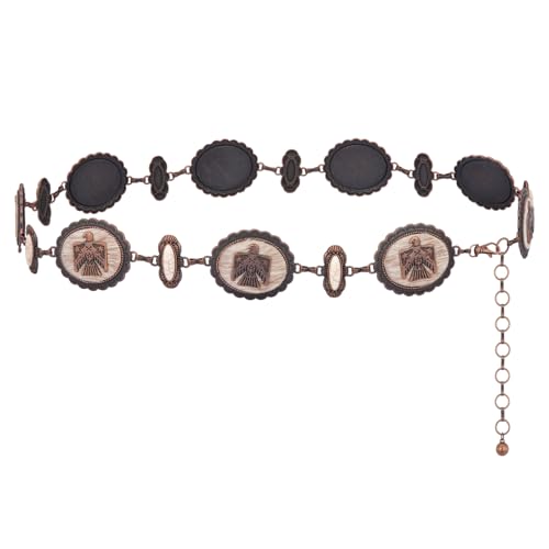 Montana West Rustic Couture's Turquoise Western Concho Chain Belt for Women | Large Western Cowgirl Metal Adjustable Boho Body Chain Belt for Dresses Jeans Country Concert - color: Brilliant White