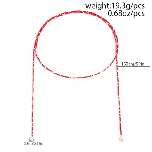 GYRMMUE Colorful Seed Bead Lariat Necklace for Women Boho Y Drop Beaded Choker Adjustable Multi Strand Wrap Necklaces Dainty Long Tassel Rice Bead Necklaces Everyday Party Jewelry - color: Red1