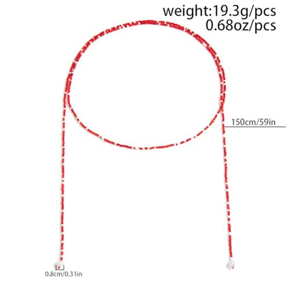 GYRMMUE Colorful Seed Bead Lariat Necklace for Women Boho Y Drop Beaded Choker Adjustable Multi Strand Wrap Necklaces Dainty Long Tassel Rice Bead Necklaces Everyday Party Jewelry - color: Red1