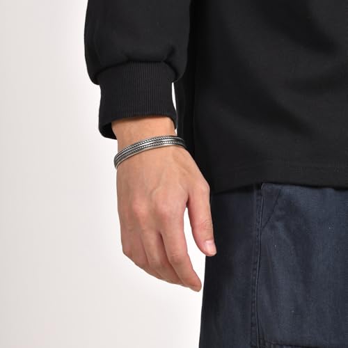 925 Sterling Silver Bracelet Plated Cuff Bangle Bracelet Fashionable Multi-layer Cross Wire Bangle Bracelet Open Adjustable Wide Cuff Bracelet for Teen Girls Fashion Jewelry - color: W-silver22