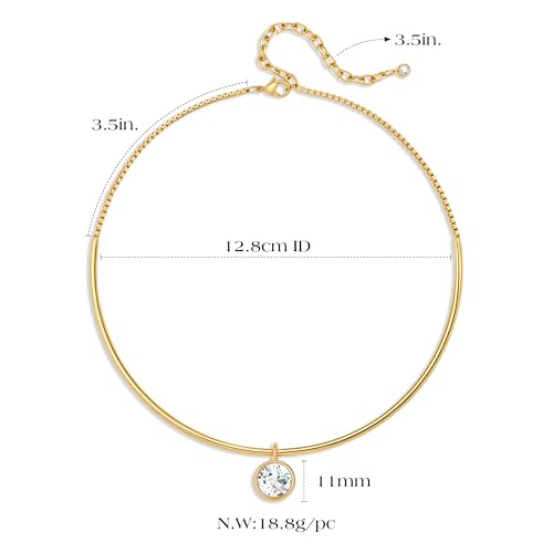 Gold CZ Choker Necklace Trendy Statement | Gold choker necklace, CZ pendant, Adjustable chain, Dainty statement, Summer gift, Gift for women, Lightweight - style: 23489