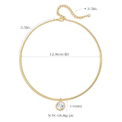Gold CZ Choker Necklace Trendy Statement | Gold choker necklace, CZ pendant, Adjustable chain, Dainty statement, Summer gift, Gift for women, Lightweight - style: 23489