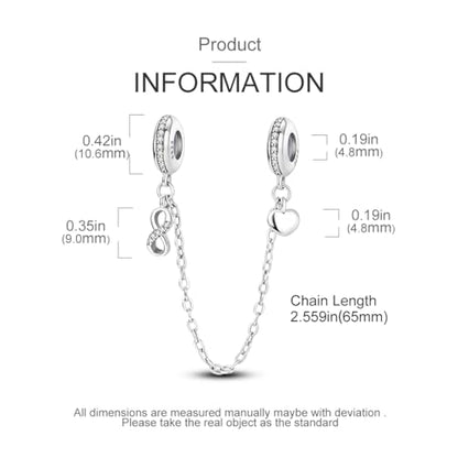 925 Sterling silver Safety Chain Charm for Bracelet Pendants Clip Beads | Infinite Love Butterfly Evil Eye Stopper Spacer dangle Charm for Woman Jewelry Gift - color: Eternal Love Chain