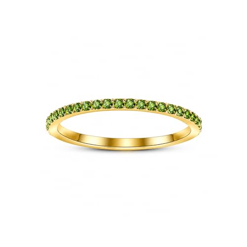Birthstone Rings For Women, Silver Stackable Cubic Zirconia Stainless Steel Birth Stone Ring To My Daughter/Mom Birthday Unique Gifts Jewelry - color: 08-Gold-August