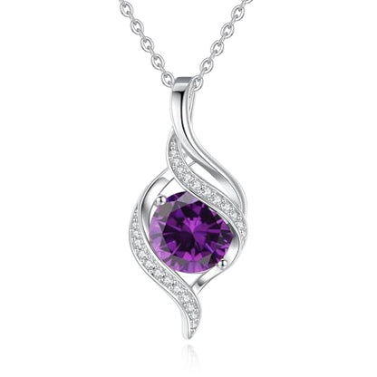 FANCIME Birthstone Necklace for Women Jewelry Gift for Her | Infinity Love Pendant Sterling Silver, Birthday Gift for Women, Adjustable 16+2" - color: 02 - Created Amethyst