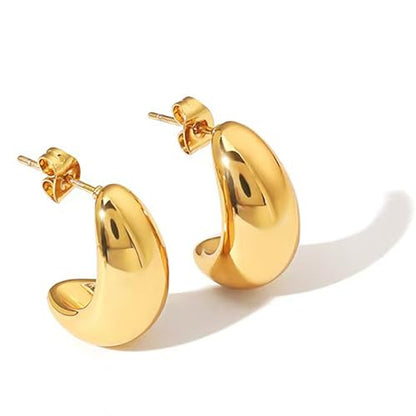 Statement Chunky Gold Earrings for Women Unique Square Stainless Steel Heaven Mayhem Button Stud Earrings Trendy Jewelry - style: Small Teardrop