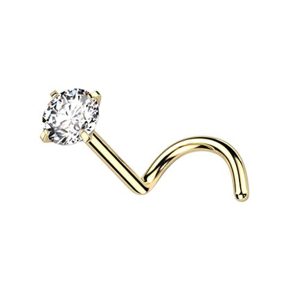 Satix 4-11PCS 18G 20G Implant Grade Titanium Nose Screw Rings Prong Settings 2mm CZ Nose Screw Studs Ring Nostril Piercing Jewelry For Women - style: 18 Gauge - 4PCS