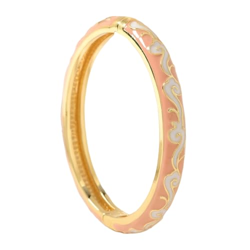 Cloisonne Bracelet For Women, Chunky Bangle Trendy Cute Flower Enamel Bangles Multi Tone Engraved Cuff Gold Plated Bracelets Stackable Wife Jewelry Friendship Gift - color: Cloud Rose Red