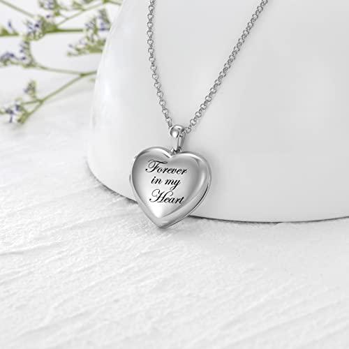 SOULMEET 10K 14K 18K Solid White Gold/Silver Minimalist Style/Infinity Sunflower Heart/Oval Locket Necklace That Holds 1 or 2 Pictures Personalized Photo Locket Necklace Letters Engraving - style: C1-Forever in my heart locket only