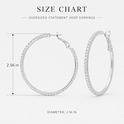 Big Chunky Gold Hoop Earrings for Women Beaded Large Statement Earrings Lightweight Fashion Jewelry Daily Wear Party Gift - color: F2:Silver 6.5cm