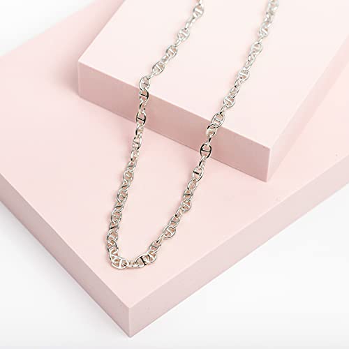 PAVOI 14K Gold Plated Adjustable Link Chain Necklace for Women | Box Rope Sphere Bead Serpentine Anchor Mariner Gold Chain Necklaces - color: White Gold, style: Anchor