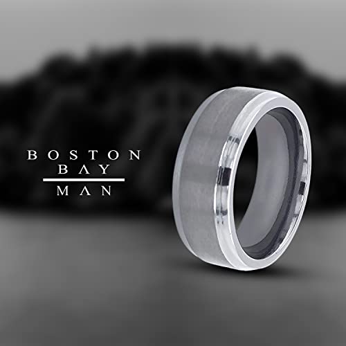 Boston Bay Diamonds Tantalum Comfort Fit Mens Wedding Band or Fashion Ring - 7mm & 8mm - Choice of Style - color: 8mm Brushed Matte Center