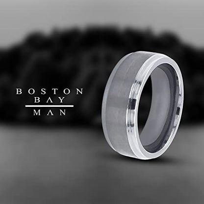 Boston Bay Diamonds Tantalum Comfort Fit Mens Wedding Band or Fashion Ring - 7mm & 8mm - Choice of Style - color: 8mm Brushed Matte Center