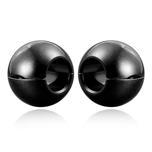 1 pair 9g ear weight Classic Spheres, Hypoallergenic 316 Stainless Steel Ear Weights Plugs Tunnels Gauges for Ear Body Jewelry Women Men - color: Black for Ear Lobe in 12mm+ (1/2") or Large