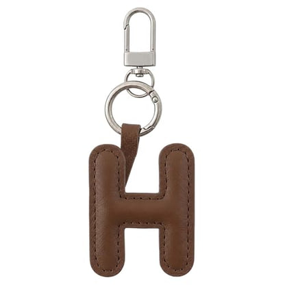 Initial Letter Keychain,Stainless Steel,Colorful Faux Leather Keyring for Backpack,Purse,Car Keys,Gift for Men Women - color: H