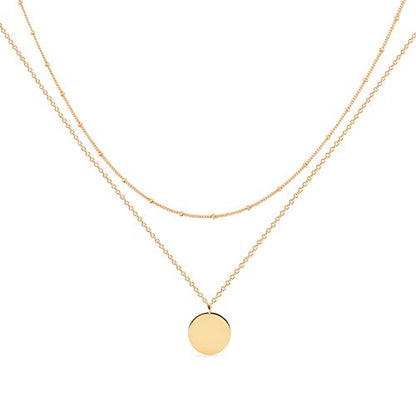 MEVECCO Dainty Pendant Layered Necklaces for Women | 18K Gold Plated Brass, 2-Piece Set With A Choker-Length Upper Layer, Wear Together Or Separately, Refined Everyday Style - style: Bead,Chain,Elegant,Gold Plated,Simple