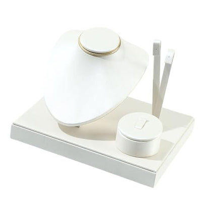 Colaxi Jewelry Display Set Earring Stand Multiple Combination Necklace Bust Holder Showcase for Gift Vanity Bedroom Collection Woman, White - color: White