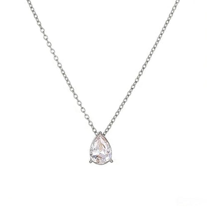 Cubic Zirconia Necklaces for Women 18K Gold Plated Tear drop Necklace Dainty Layered CZ Lariat Diamond Necklace - color: White Teardrop-White Gold