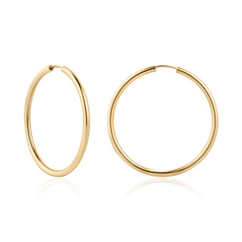 Barzel 18K Gold Plated Endless Hoop Earrings, 3mm Thick, High Polish Finish, Tarnish Free - size: 40 millimeters