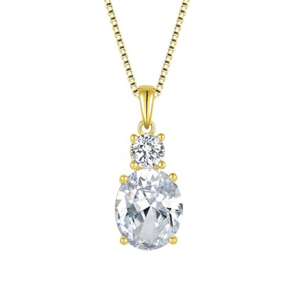 Birthstone Necklace for Women 925 Sterling Silver | Oval Cut Pendant Necklace, Jewelry for Mom Wife - color: Gold