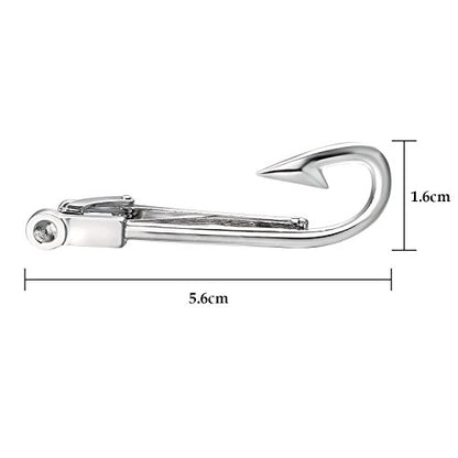 Yoursfs Electrician Tie Bar For Men Cool Tool Tie Clip 316L Stainless Steel Silver Nail Novelty Construction Tie Clips Jewelry - style: Fish Hook Tie Clip
