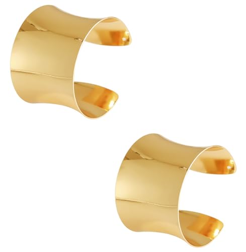2Pcs Cuff Bangle Bracelet for Women Open Wide Wire Bracelets Gold Wrist Cuff Wrap Bracelet Adjustable - color: Gold3