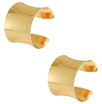 2Pcs Cuff Bangle Bracelet for Women Open Wide Wire Bracelets Gold Wrist Cuff Wrap Bracelet Adjustable - color: Gold3