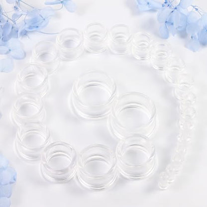 6G-26mm Acrylic Plastic Ear Gauges Tunnels Stretching Kit Double Flared Plugs Tunnels Expanders Stretcher Saddle Gauges Earrings for Men Women Black White Clear - color: Clear 6G-26mm