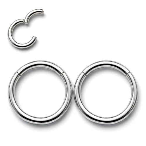 AMASIS Nose Rings and Nose Studs Set, Stainless Steel Hinged Nose Hoops and CZ Studs, Select Sizes and Styles for Nostril Septum Cartilage Piercing Jewelry - color: Silver, size: 2-Piece Hoops,16Gauge,7mm
