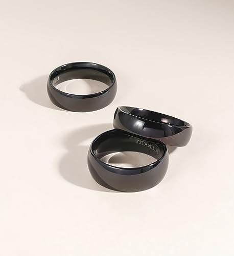 TIGRADE Black Titanium Ring 2mm 4mm 6mm 8mm Dome High Polished Wedding Band Size 3-14.5 - color: 4mm, size: 3.5