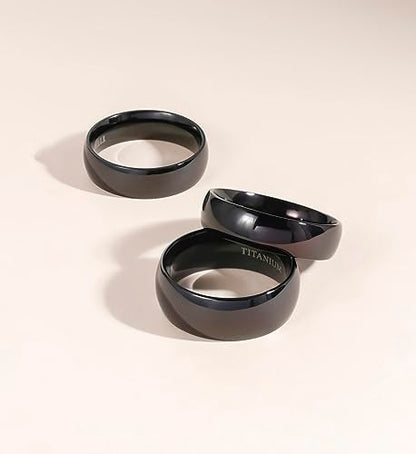 TIGRADE Black Titanium Ring 2mm 4mm 6mm 8mm Dome High Polished Wedding Band Size 3-14.5 - color: 4mm, size: 4.5