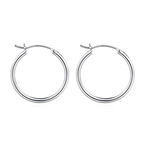 M MOOHAM Hoop Earrings for Women, Hypoallergenic 14K Gold Plated Earrings | Gold Plated Hoop Earrings Set for Sensitive Ears, Earring Stack for Women Trendy, Jewelry Gifts Lightweight 13-60mm - color: 2pcs-25mm-silver-plated