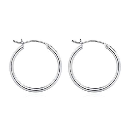 M MOOHAM Hoop Earrings for Women, Hypoallergenic 14K Gold Plated Earrings | Gold Plated Hoop Earrings Set for Sensitive Ears, Earring Stack for Women Trendy, Jewelry Gifts Lightweight 13-60mm - color: 2pcs-25mm-silver-plated