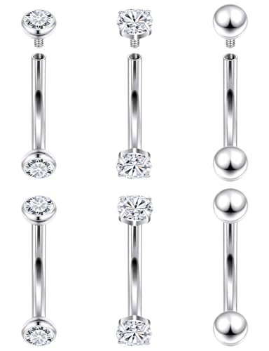 14G Small Belly Button Ring Piercing Jewelry 316L Stainless Surgical Steel Tiny Internally Threaded Navel Rings Belly Button Ring Piercing Jewelry for Women 14 Gauge Hypoallergenic - color: Silver-8MM Bar-Clear CZ