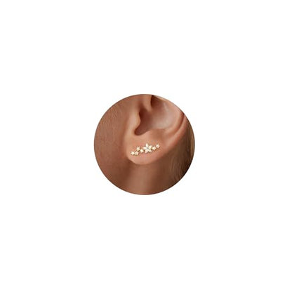 Star 14K Gold Plated Ear Cuff Earrings for Women Non Piercing, Dainty Silver Plated Clip on Cartilage Ear Cuff Non Pierced Trendy CZ Northstar Starburst Sparkling Climber Clawer Earring Jewelry - style: Northstar Stud-Gold