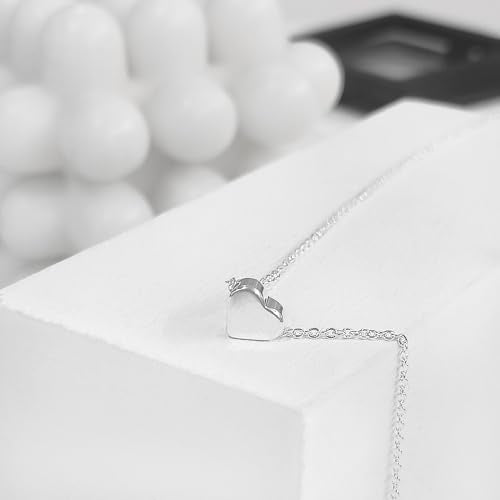 HERIER Cute Heart Necklace Dainty 18k Gold Plated Tiny Heart Pendant Choker Necklaces Small Gold Love Open Heart Chain Necklace for Women Simple Gold Necklace for Women Trendy Jewelry - color: Tiny Heart Necklace-Silver