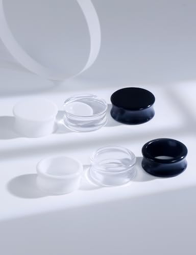 Ears Gauges Tunnels Plugs for Women Acrylic Solid Tunnel Ear Gauge Stretching Kit 6G to 1 1/4 Inch (4MM- 30MM) Expander Stretcher Plug Earrings Piercing Jewelry for Women Black White Clear - style: almost 1 1/8 inch, Black White Clear