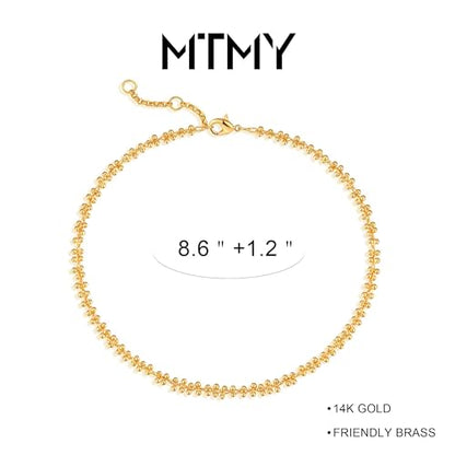 Gold Anklets for Women 14K Gold Plated Tiny Bead Anklet Colorful Tassel Foot Chain Dainty Adjustable Cute Summer Beach Boho Anklets Jewelry Gift - color: gold stacking balls