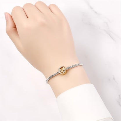 CYCUFF 925 Sterling Silver Charms Suitable for Charm Necklaces, Bracelet Pendants Beads Jewellery Gift for Women - color: Skeleton Gold Sun Moon Star Beads
