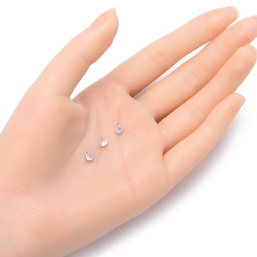 Adabele 2pcs Real 925 Sterling Silver CZ October Birthstone Charm Drop 4mm | Tiny Small, Tarnish Resistant 92.5 Silver Sparkle Pink Tourmaline Cubic Zirconia Dangles Closed Loop Craft Jewelry Making - color: October, size: 4mm (0.16")/Tiny - 2pcs