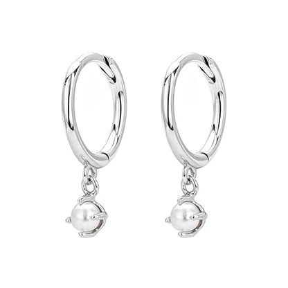 Gold Opal Huggie Earrings for Women, Minimalist Small Hoop Earrings with Zircons - color: silver C